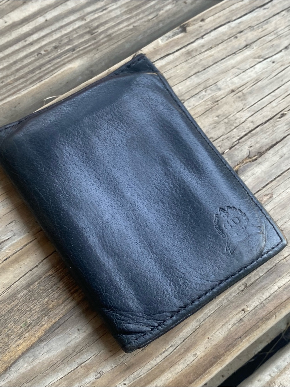 DIOR Vintage Black Leather Wallet with Embossed Monogram!